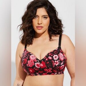 Torrid Dream Push Up Bra wire free full bloom floral black 46C
